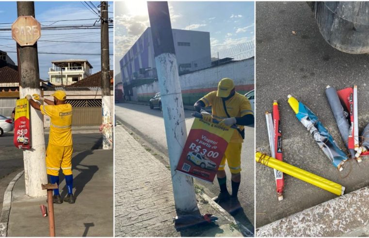 Banners irregulares são removidos na Zona Noroeste em Santos