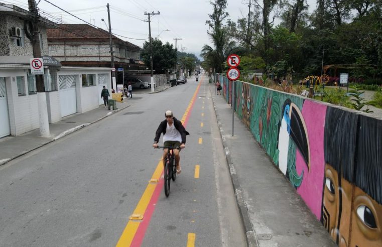 Nova ciclofaixa na Zona Noroeste amplia malha cicloviária de Santos